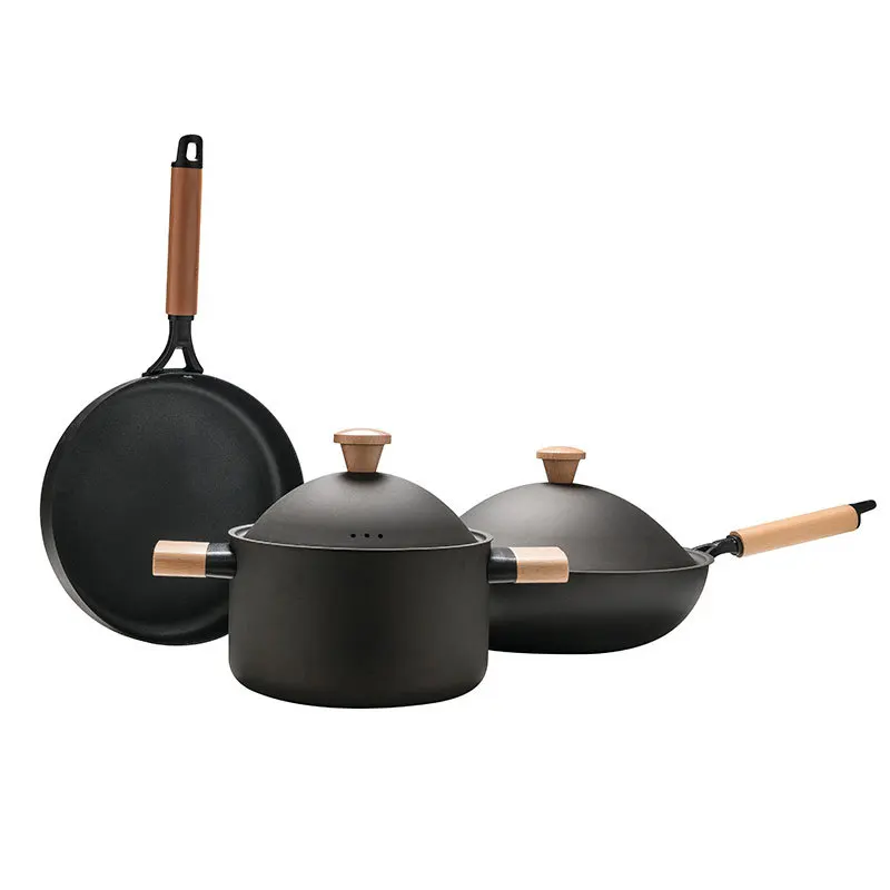 

High Quality Iron Pan Fried Steak Non Stick Pan Fine Iron Material Soup Pot Wok Induction Cooker Gas Stove General Frying Pan