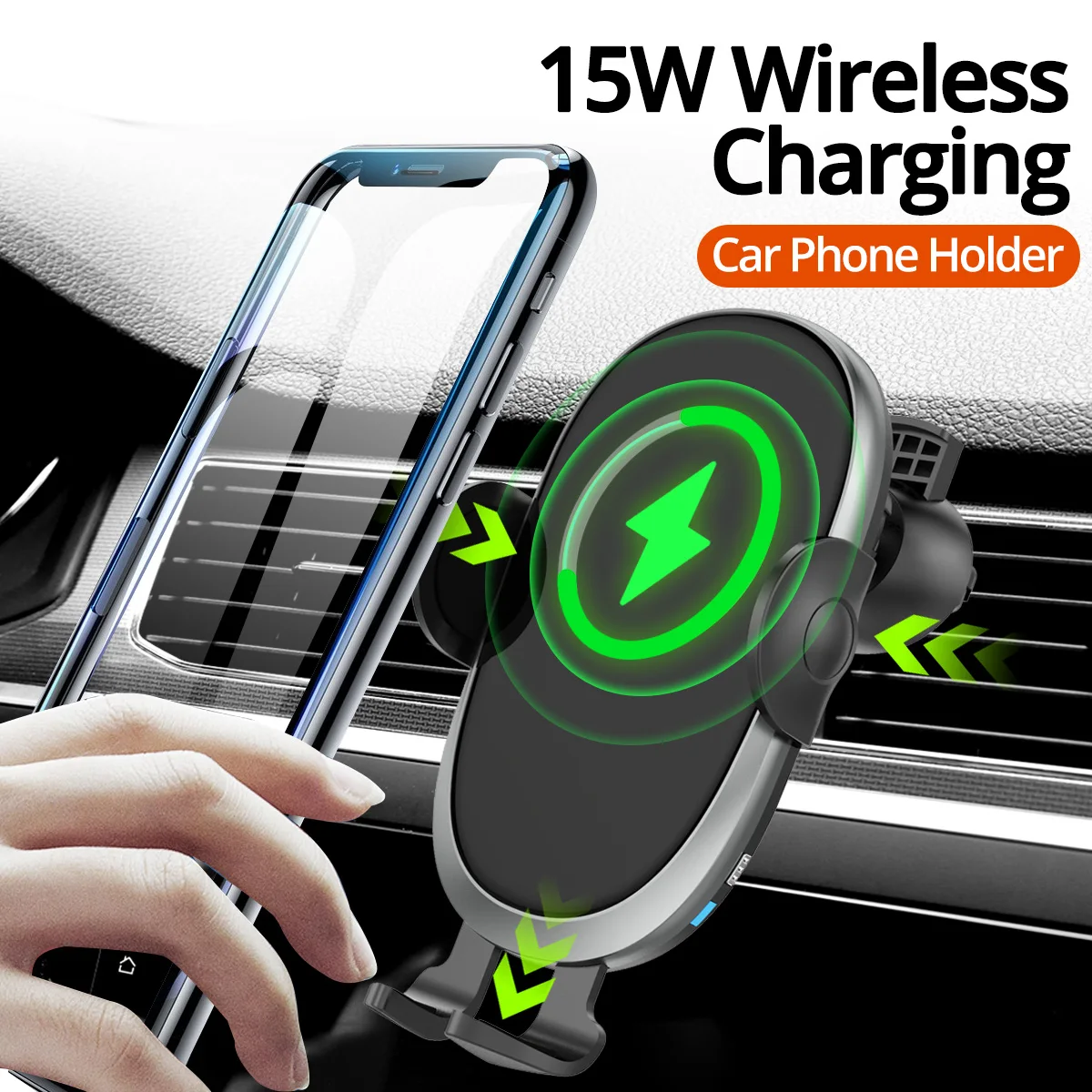 

15W Qi Car Phone Holder Wireless Charger Car Mount Intelligent Infrared for AirVent Mount Car Charger Wireless For iPhone Xiaomi