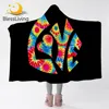 BlessLiving Watercolor Love Hooded Blanket Rainbow Sherpa Fleece Blanket Colorful Tye Dye Microfiber Blanket Hoodie 150x200cm 1