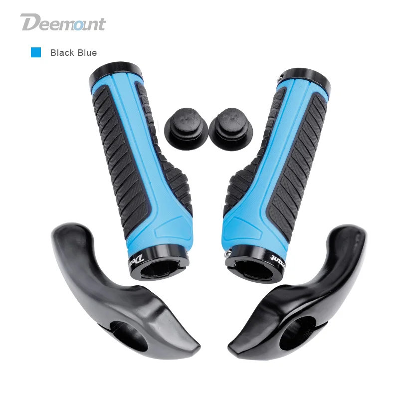 Black Blue N Grip Deemount велосипедные ручки с 2 концами, фиксированные кольца, не скользящие амортизационные резиновые ручки для руля, Двойной Цветной корпус - Цвет: Black Blue N Grip