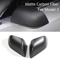 matte carbon fiber rearview mirrors guard covers caps side mirror protector for tesla model 3 exterior modification