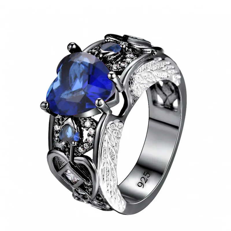 Angel Wings Black Wedding Rings for Ladies/Women Fashion Zircon Birthstone Engagement Ring Party Gift | Украшения и аксессуары