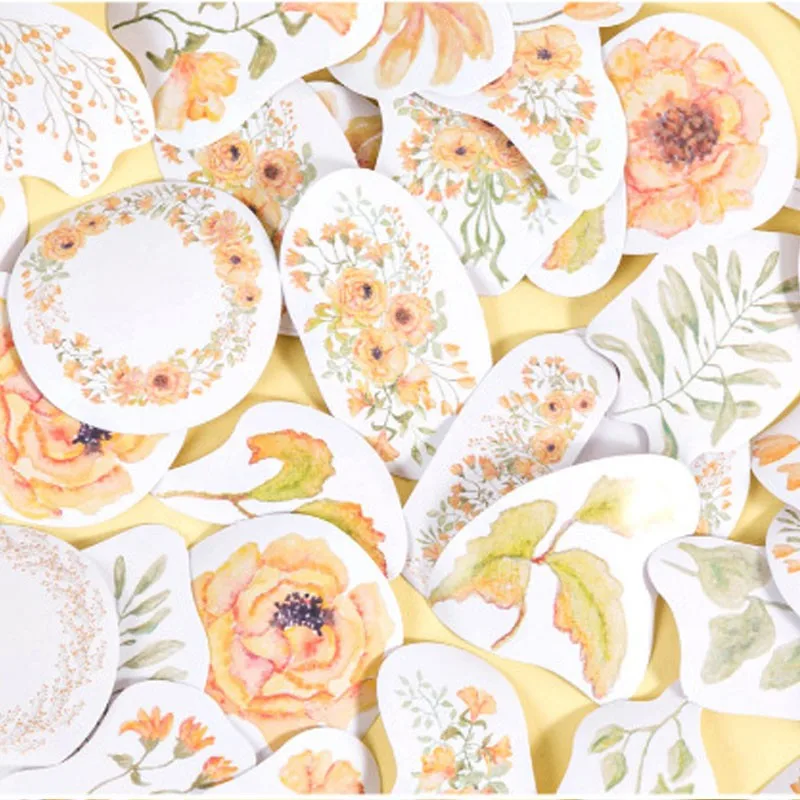 

46pcs Birthday Gift Wedding Party Decoration Scrapbook Adhesive Diary Album Plant Flower Hand Account Planning Boxed Stickers