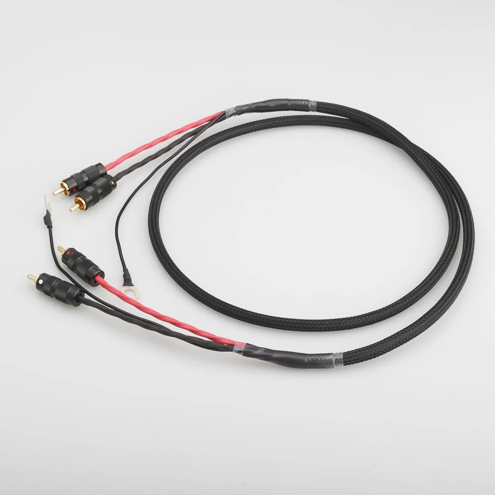 Аудиокабель тонарма с заземляющим проводом для проигрывателя виниловых записей