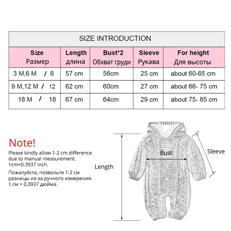 

IYEAL Thick Warm Infant Baby Rompers Winter Clothes Newborn Baby Boy Girl Knitted Sweater Jumpsuit Hooded Kid Toddler Outerwear