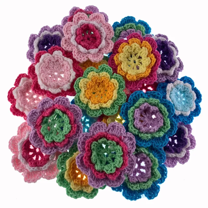 

5 Cotton knitting flower for hairpin hat shoes clothing handmade crochet pads fabric Scrapbooking DIY Crafts Accessories 4.5cm