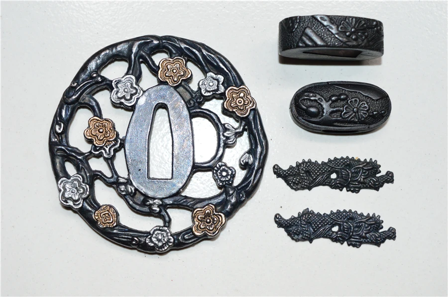 Beautiful Flower Alloy Tsuba Menuki Fuchi kashira Seppa Spacer For Japanese Samurai Katana Sword Tanto | Дом и сад