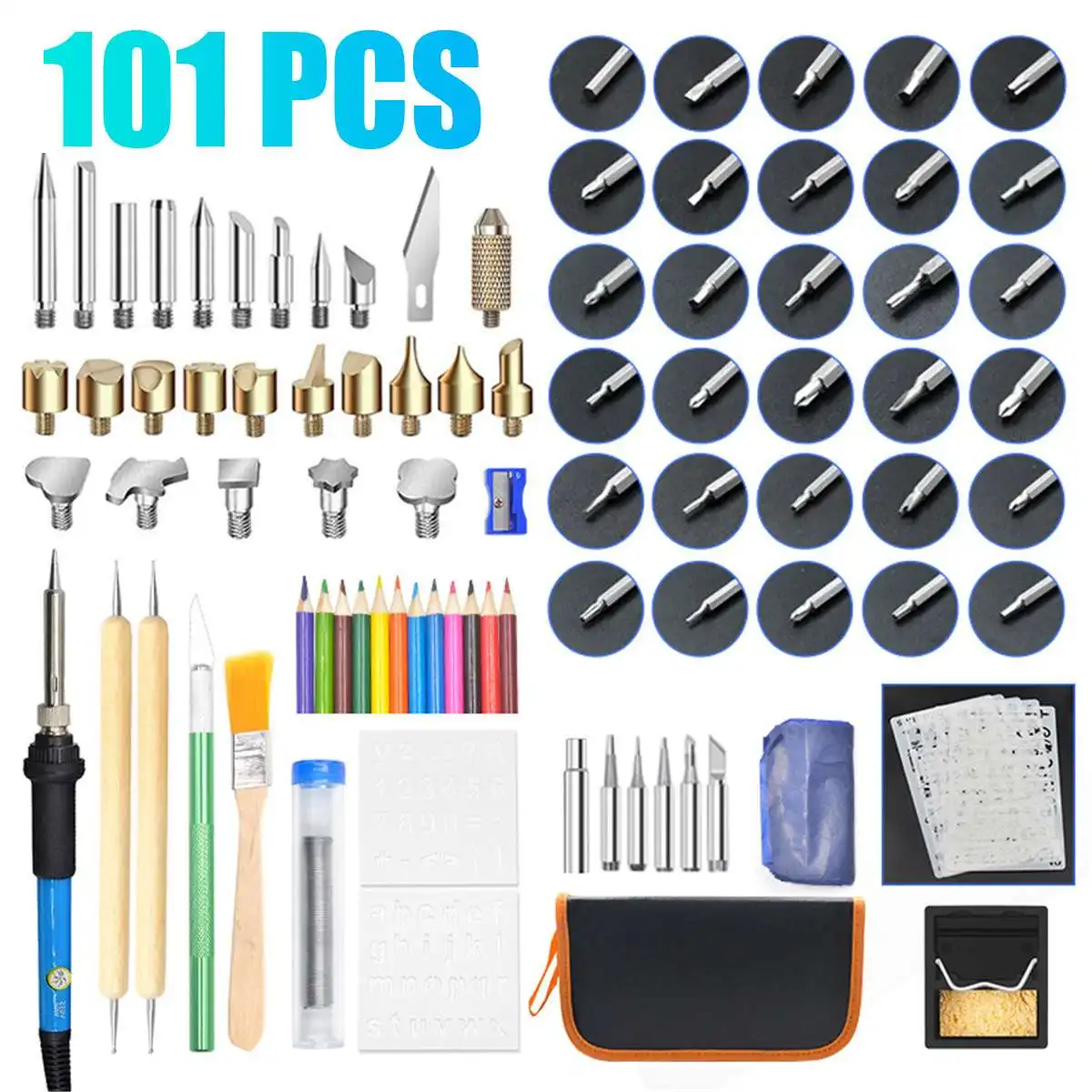 

2021 101PCS Solder iron Adjustable Temperature Soldering Iron kit 60W Welding Tools Repair Heater Soldering Gun 110V-220V