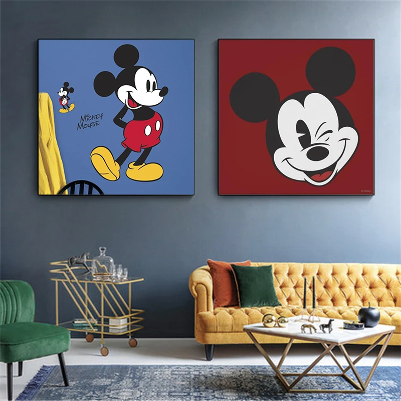 

Disney Cartoons Mickey and Minnie Mouse Canvas Painting Duck Posters and Prints Wall Art Picture for Living Room Home Decoration