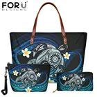 Женская сумка-тоут FORUDESIGNS, полинезийская морская черепаха с принтом плюмерии, Большая вместительная сумка