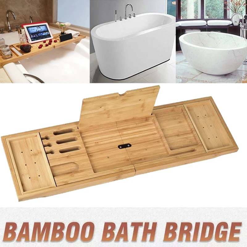 Miglior Gli Scaffali Pieghevoli Del Bagno Del Vassoio Del Bagno Fatto A Mano Di Bambù Si Applicano Per Il Supporto Del Supporto Dello Scaffale Della Vasca Da Bagno Del Cuscinetto/libro/compressa