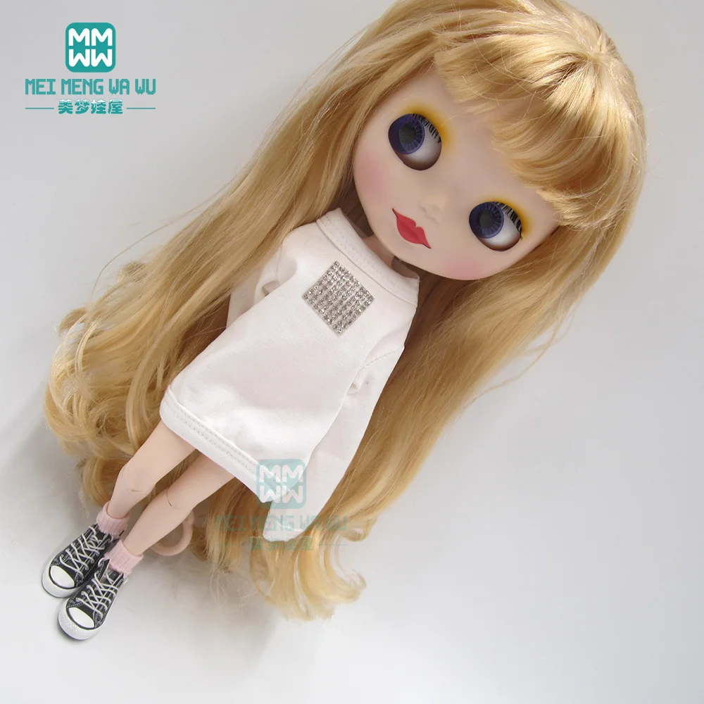 1 шт. одежда Blyth Doll модная расшитая блестками футболка белый, черный, коричневый, темно-зеленый для Blyth Azone1/6 Аксессуары для кукол