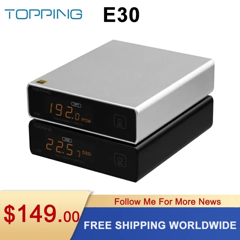 ЦАП-декодер TOPPING E30 AK4493 XU208 32 бит/768K DSD512 сенсорное управление с дистанционным