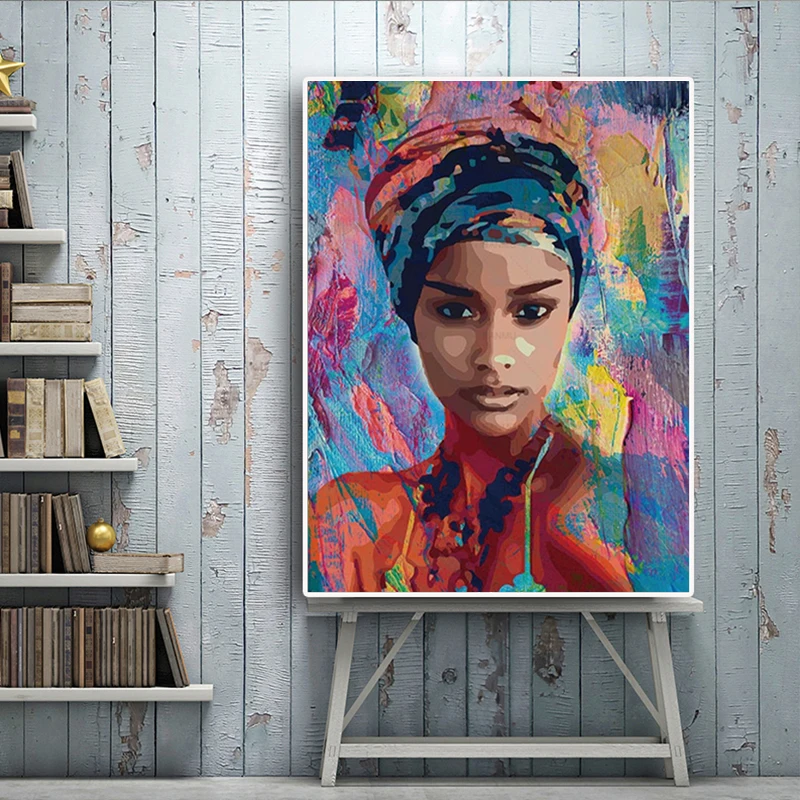 Красочный Женский портрет холст живопись Африка Плакаты для девочек и принты