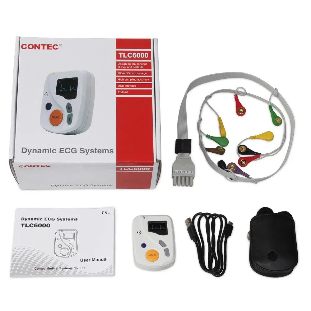 Contec производитель отправка TLC6000 Динамические 12 свинцовые ЭКГ Holter системы 48 часов