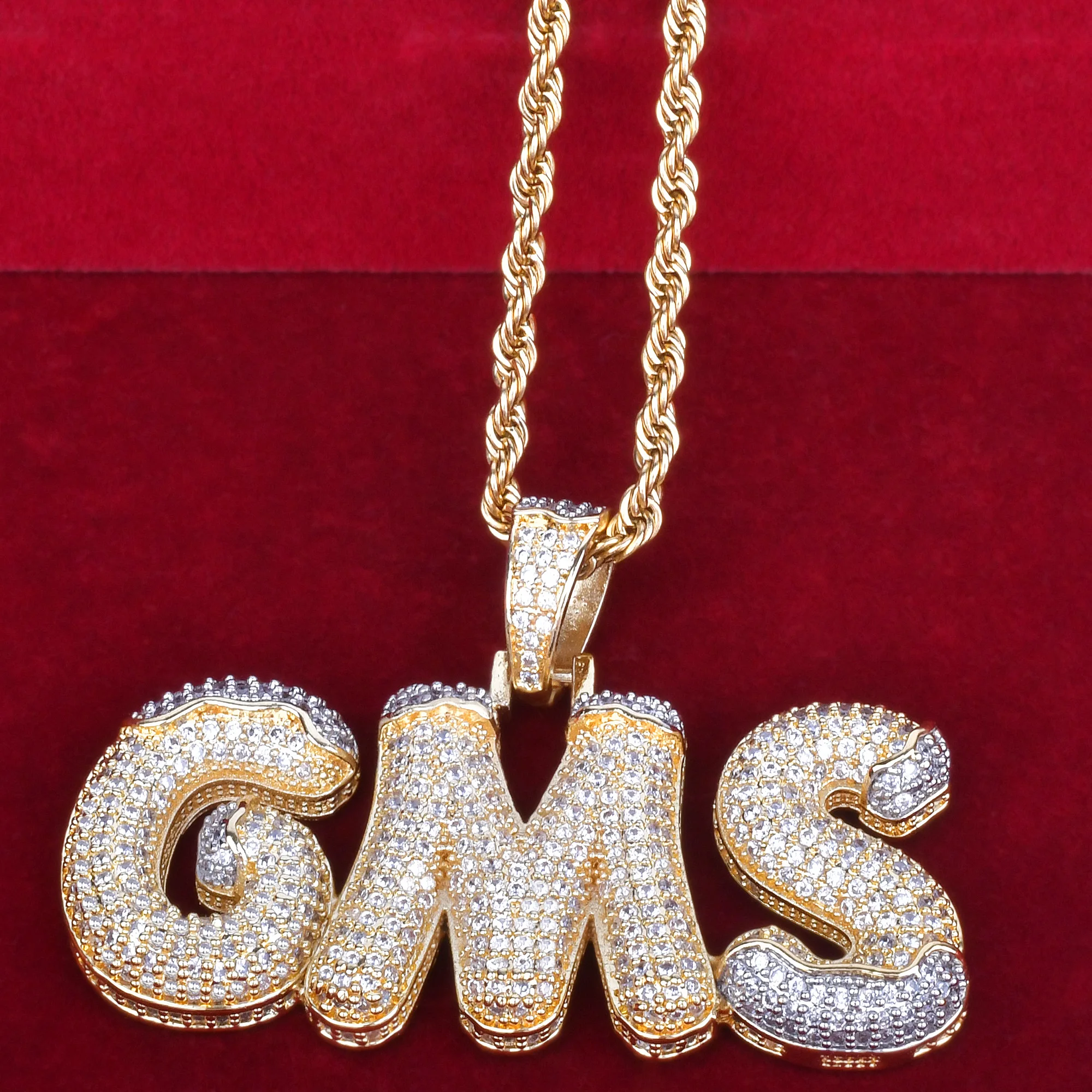 Custom Name Snow Top Bubble Letters Necklaces Pendant  Men's Zircon Hip Hop Jewelry Merry Christmas Gift