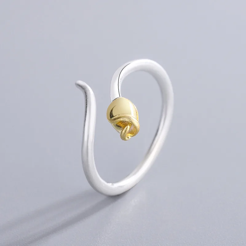 

VENTFILLE 925 Sterling Silver Sole Memory Black Drip Glaze Wave Female Resizable Opening Rings