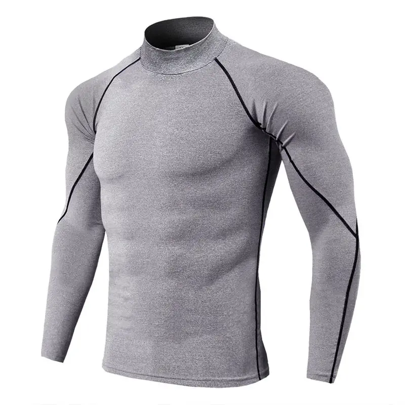 

Weightlifting Men's Turtleneck Compression Shirts Gym Gyms T Shirt Long Sleeve Tight Fitness men's sportswear