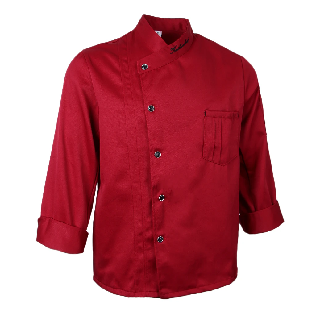 Red 2XL Унисекс однобортный костюм повара с длинными рукавами одежда шеф-повара Униформа шеф-повара пальто - Цвет: Red 2XL