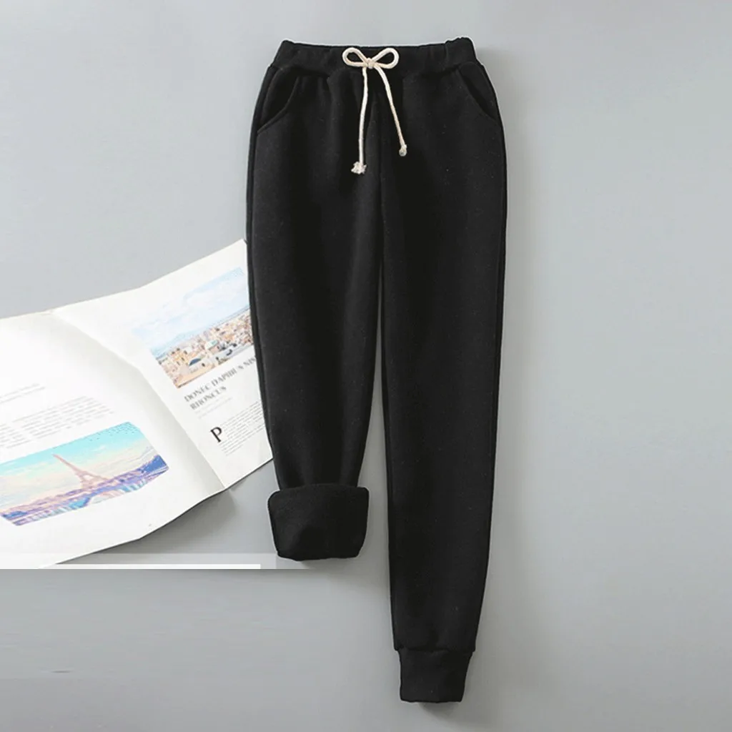 Теплые женские брюки зимние толстые кашемир из флиса теплые повседневные