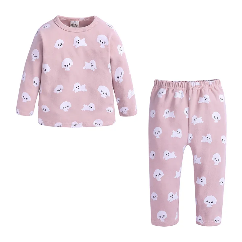 puppy pink Фирменная новинка, пижамы для детей, ночное белье Пижама для мальчиков детская одежда хлопковая модная одежда с длинными рукавами и изображением банана для Пижама с рисунком "Фрукты" для девочек; сезон осень - Цвет: puppy pink