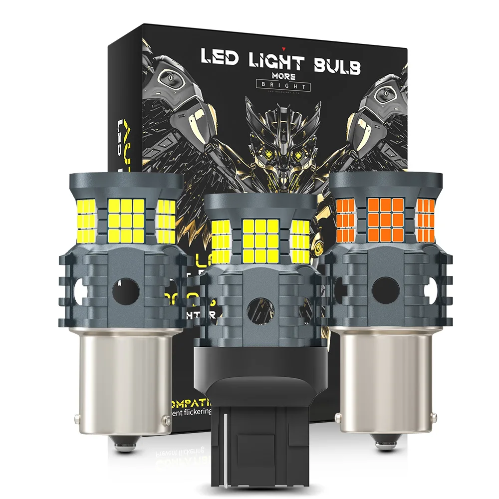 

2pcs Auto Canbus S25 1156 BAY15S T20 W21/5W 7440 LED Bulbs 60smd for Reversing light/turn signal light Car Light White AMBER