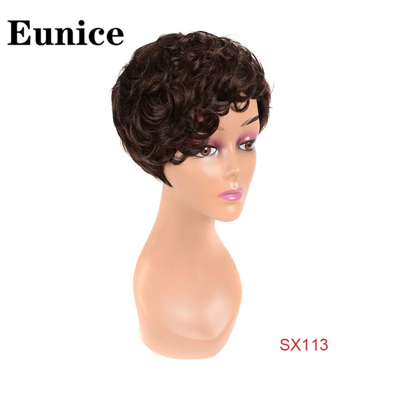 Короткие парики синтетические волосы пышные черные смешанные со светлыми