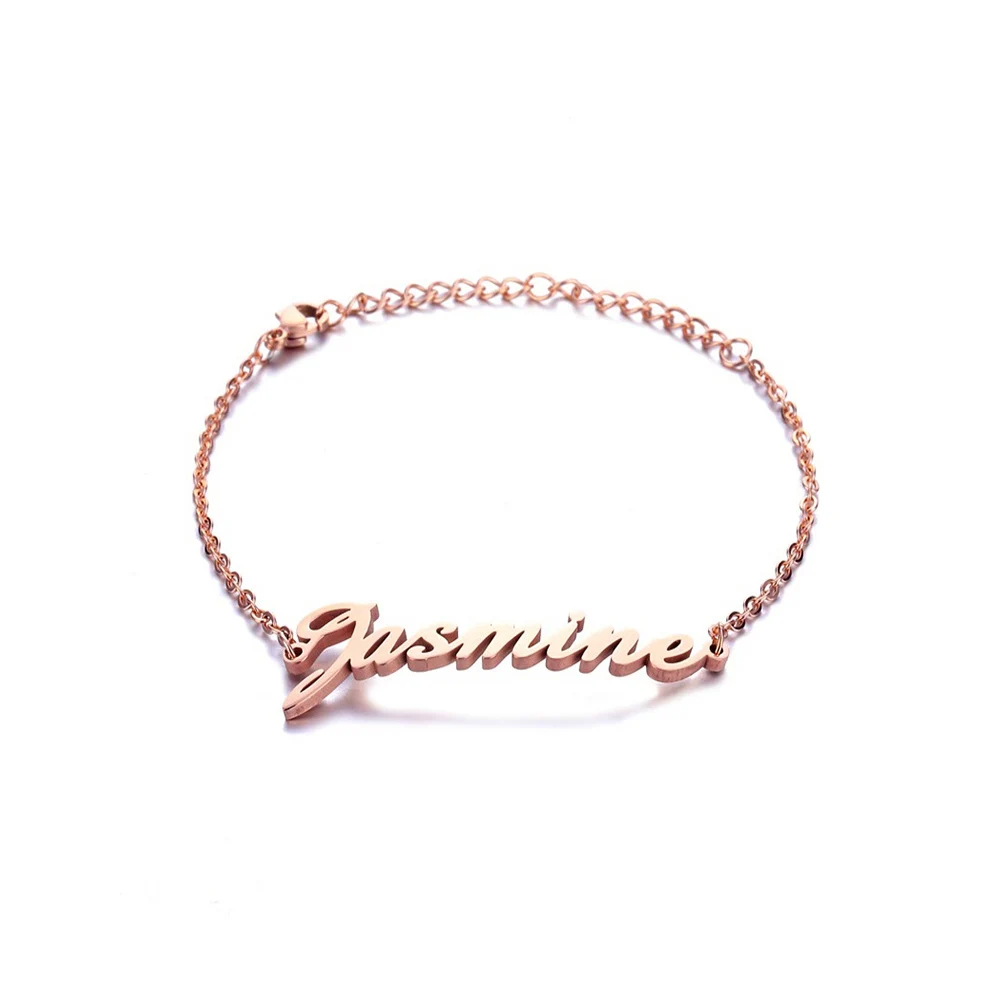 Rose Gold Lemegeton персонализированные пользовательские имя браслеты для женщин мужчин детей ювелирные изделия из нержавеющей стали буквы талисманы браслет и браслет - Окраска металла: Rose Gold
