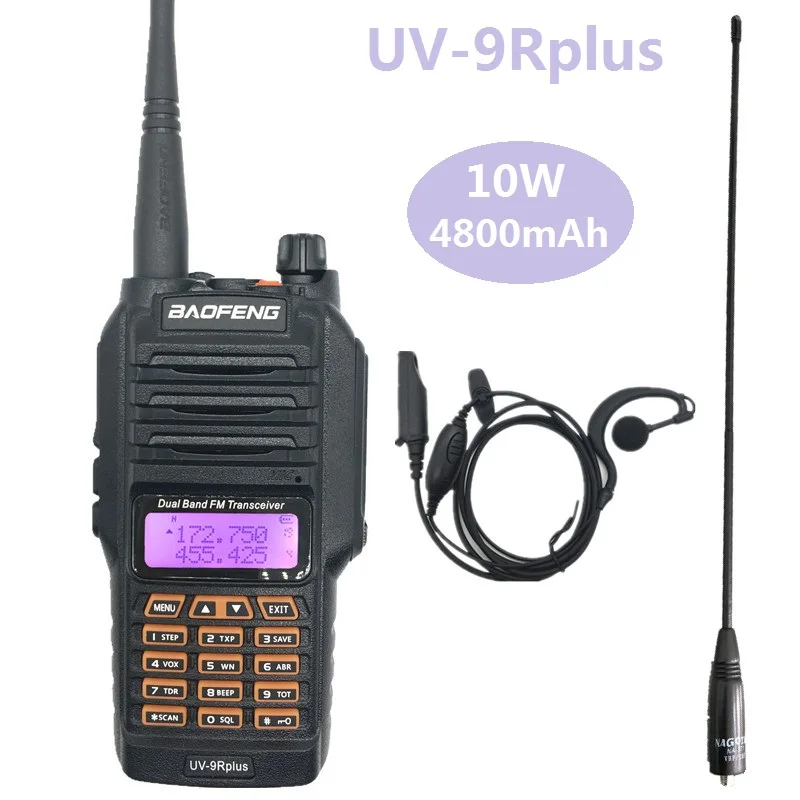 BAOFENG UV-9R плюс 10 W 4800 mAh Walkie Talkie 10 км Водонепроницаемый УВЧ УКВ радиостанция портативный любительский радиопередатчик станции КВ трансивер сканер рации 9r портативная Радиостанция 10 км