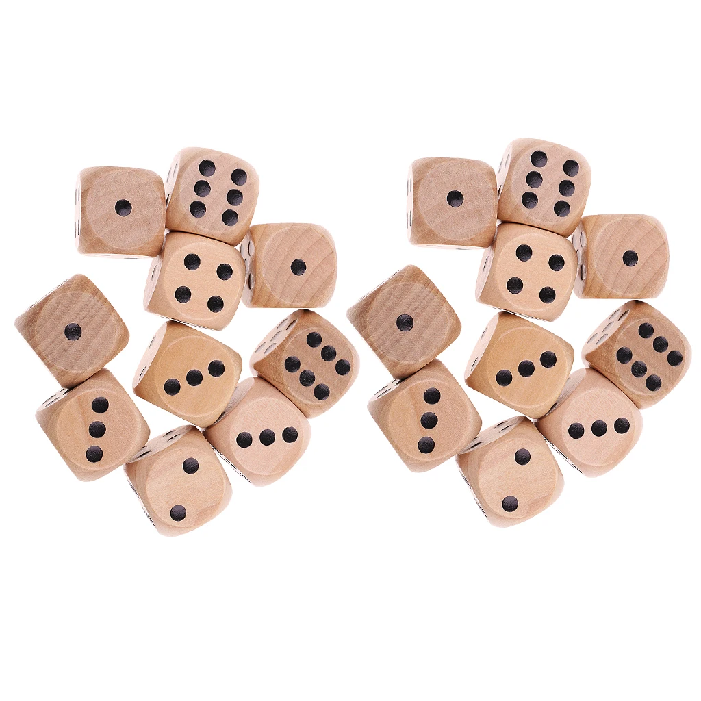 20x D6 деревянные игральные кости шесть сторонняя кубик для настольной игры