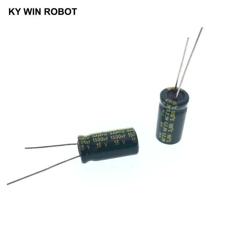 10 шт., электролитные конденсаторы, 1500 мкФ 16V 10x20 мм 105C радиальные высокочастотный низкое сопротивление электролитический конденсатор с алюминиевой крышкой