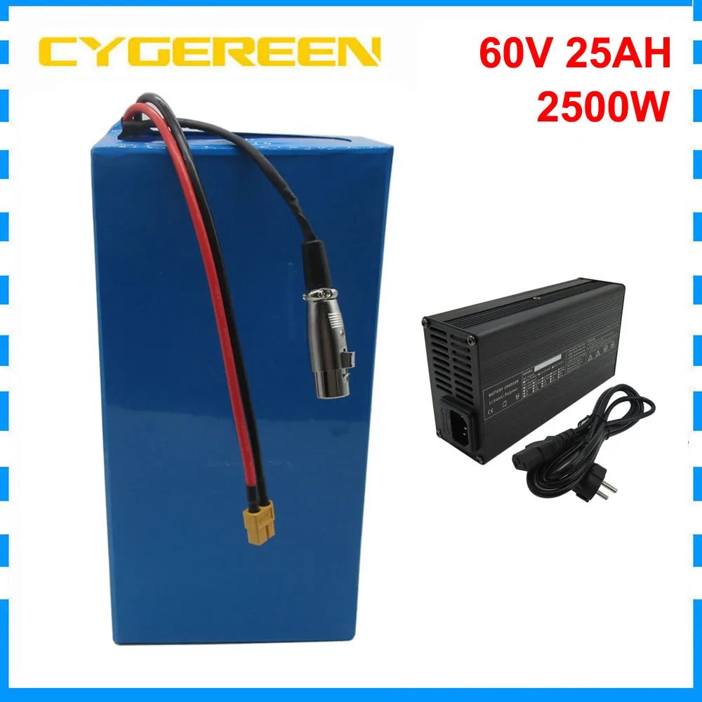 

2500W 60V 25AH Lithium battery Pack 2000W 60 V 20AH 30AH Electric Bike Bicycle Batterie 18650 Cell 50A BMS 67.2V 5A Charger