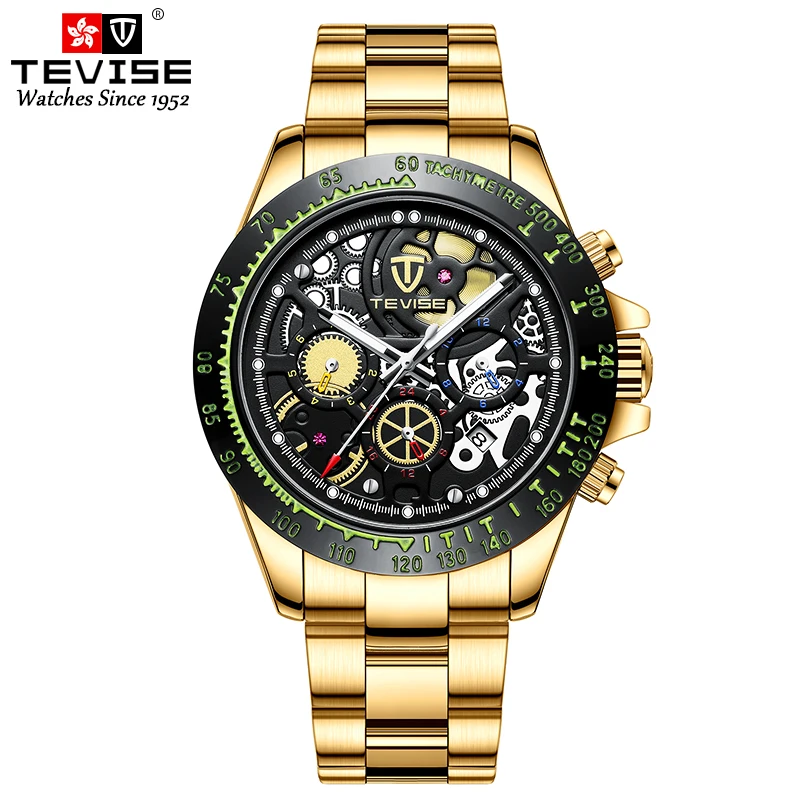 Часы TEVISE Мужские механические брендовые Роскошные автоматические стальные