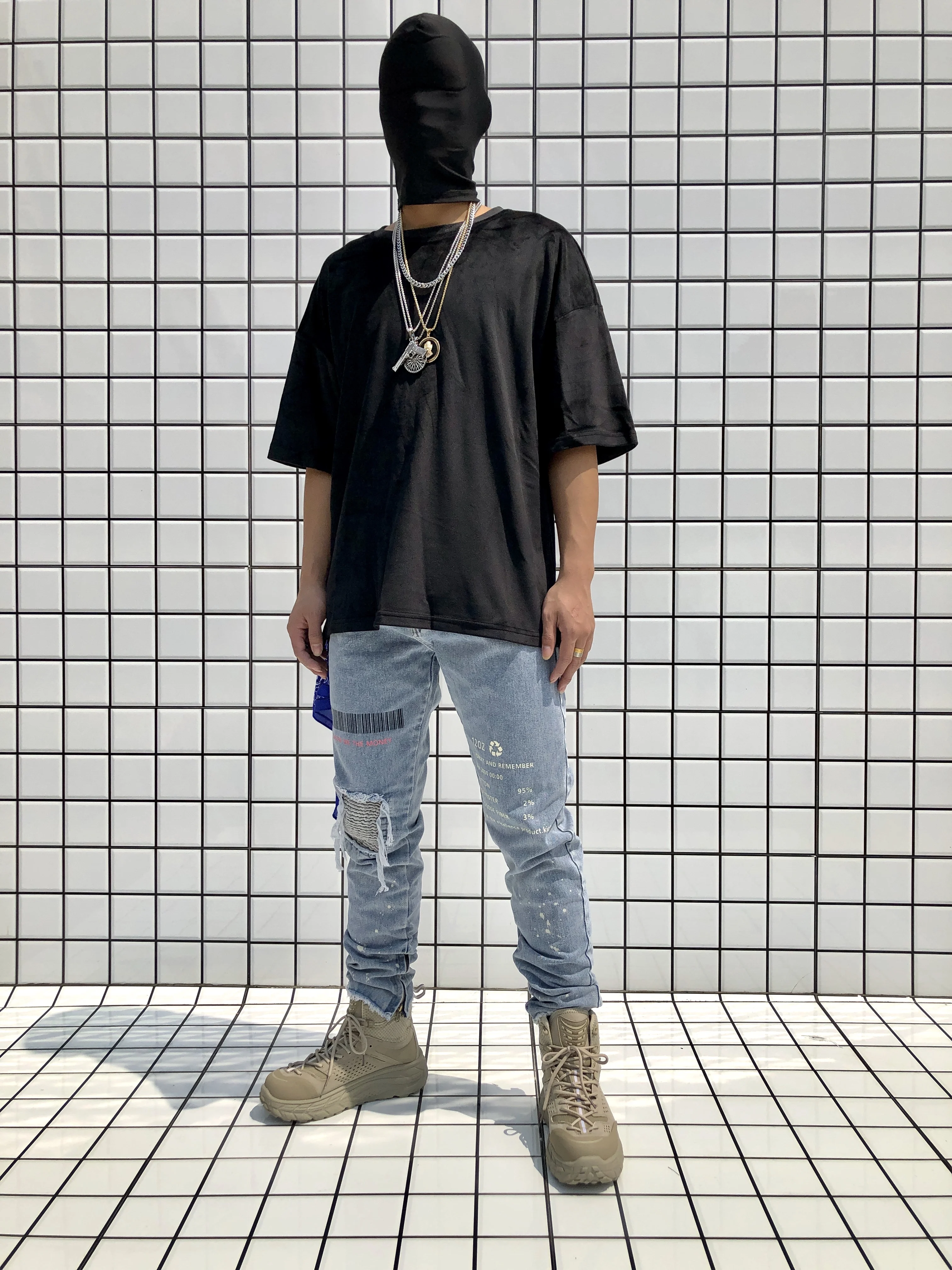 Мужские джинсы в стиле хип хоп повседневные облегающие брюки из денима уличная