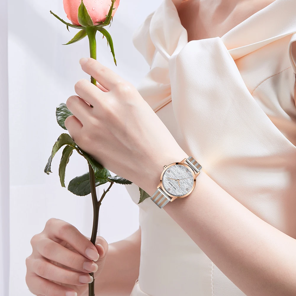 Мини фокус женские часы люксовый бренд модные повседневные кварцевые розовое