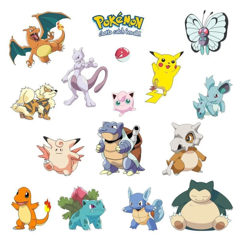 Cartoon 3D Pokemon Pikachu Movable Wall Sticker Decal Nursery Home Bedroom Living Room Mural Art Deco Anime Figure Waterproof | Игрушки и