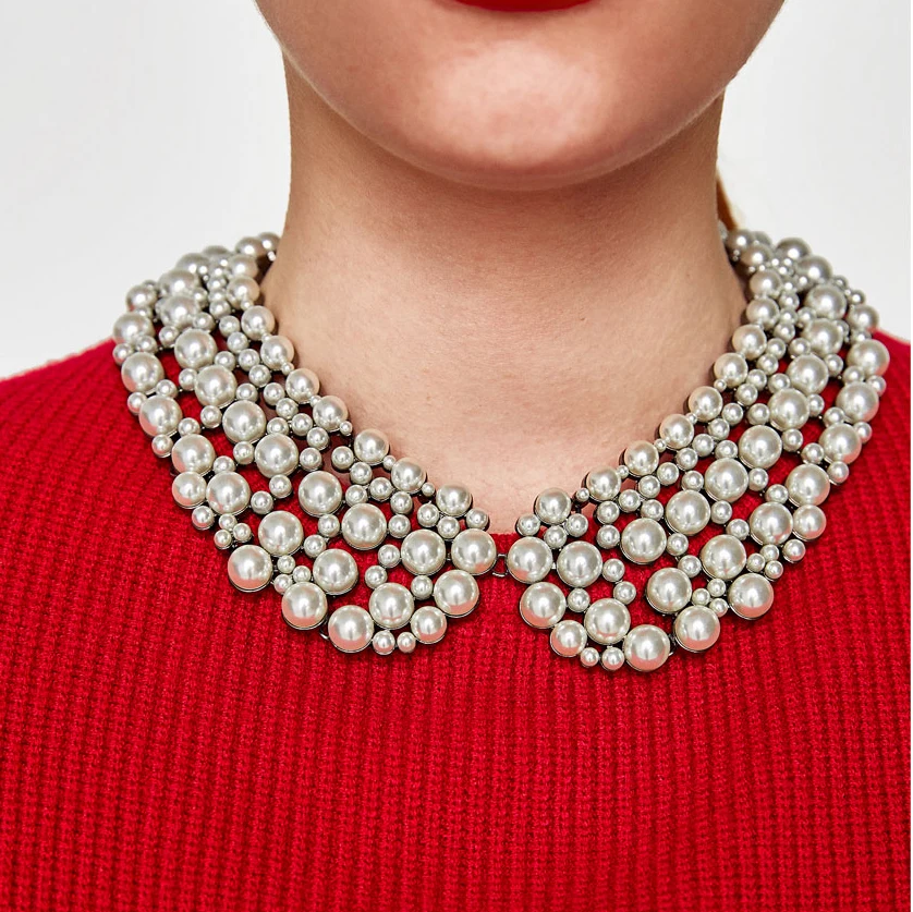 Новинка Za жемчужное большое ожерелье с нагрудником женское роскошное