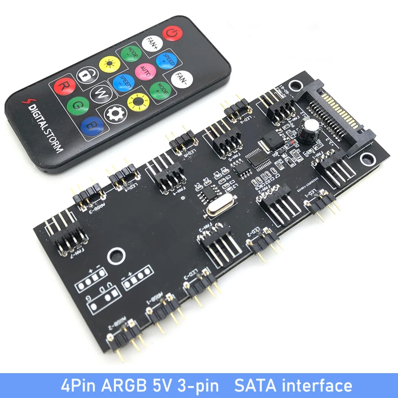 

Interface of Computer Case Fan 3/4Pin ARGB 5V Power Supply interfaces 2-in-1 Controller With Remote Control SATA power port cabl