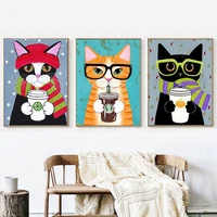 gatyztory 3pcset cat painting by number diy animal on canvas with frame oil picutres drawing by number handpainted home decor w