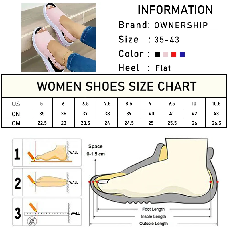 

2021 Women Hoop Loop Sandals Ladied Non Slip Platform Flat Female Summer Comfortable Shoes Women's Solid Footwear Plus Size