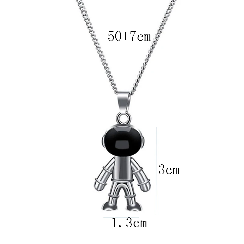 

2021 New Hip Hop Universe Space Astronaut Robot Pendant Chain Metal Necklace for Men Women Girls Party Jewelry Gift