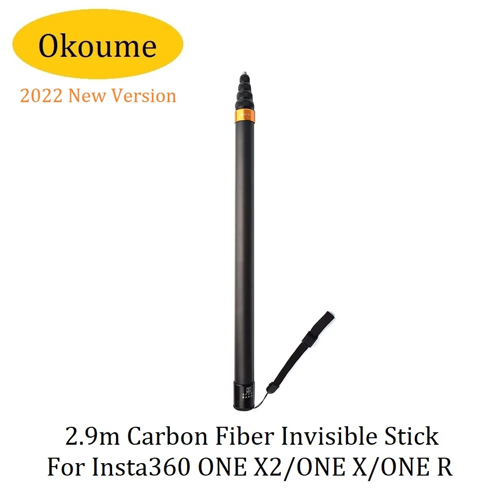 2 9 м углеродное волокно невидимая селфи палка для Insta360 ONE X2 / RS/ONE R X 290 см аксессуары