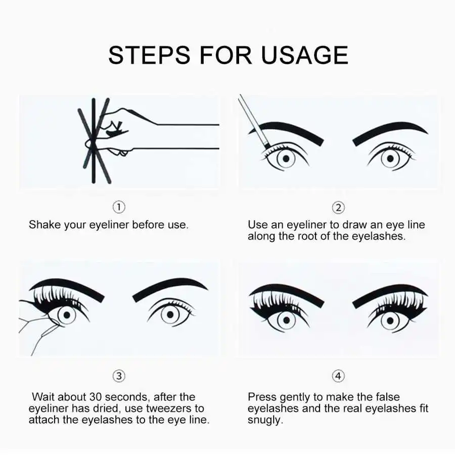 3 пары водонепроницаемые накладные ресницы самоклеющиеся пинцеты для подводки