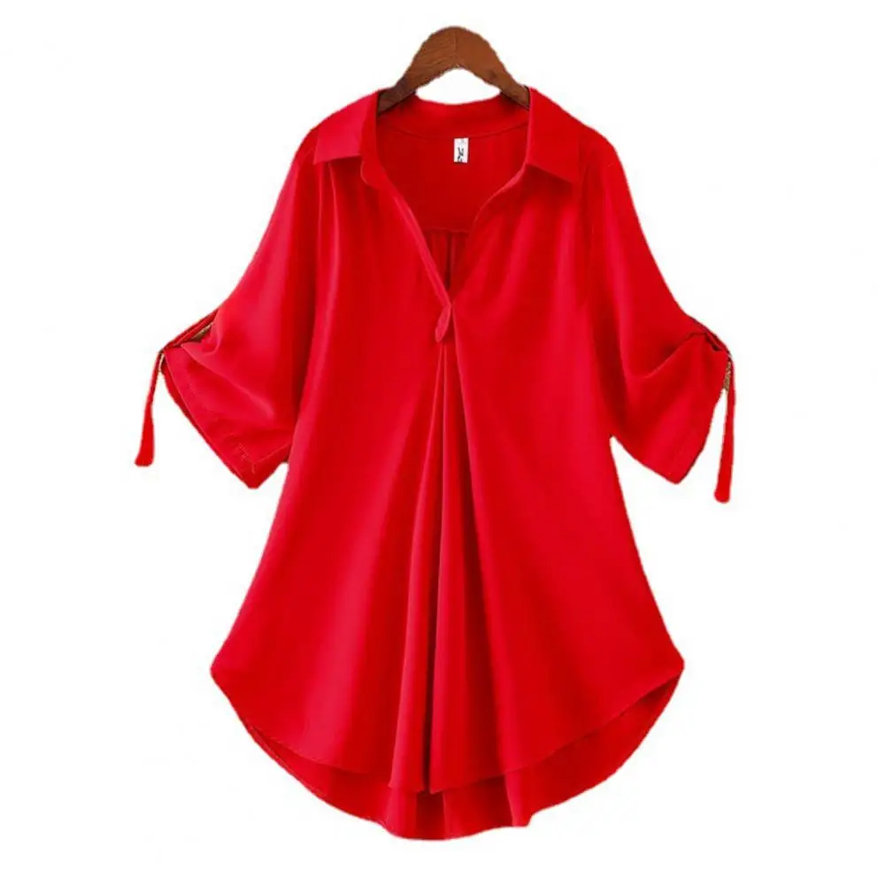 

Women Tops Solid Color Cool Casual Ladies V Neck Loose Blouse for Shopping