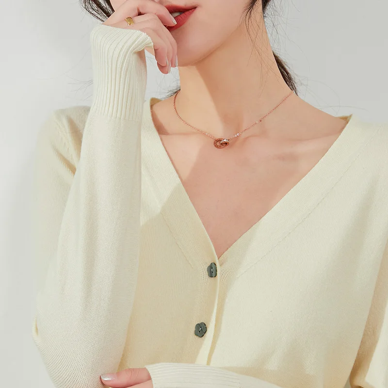 Женский кашемировый кардиган на пуговицах со звездами короткий теплый свитер с V