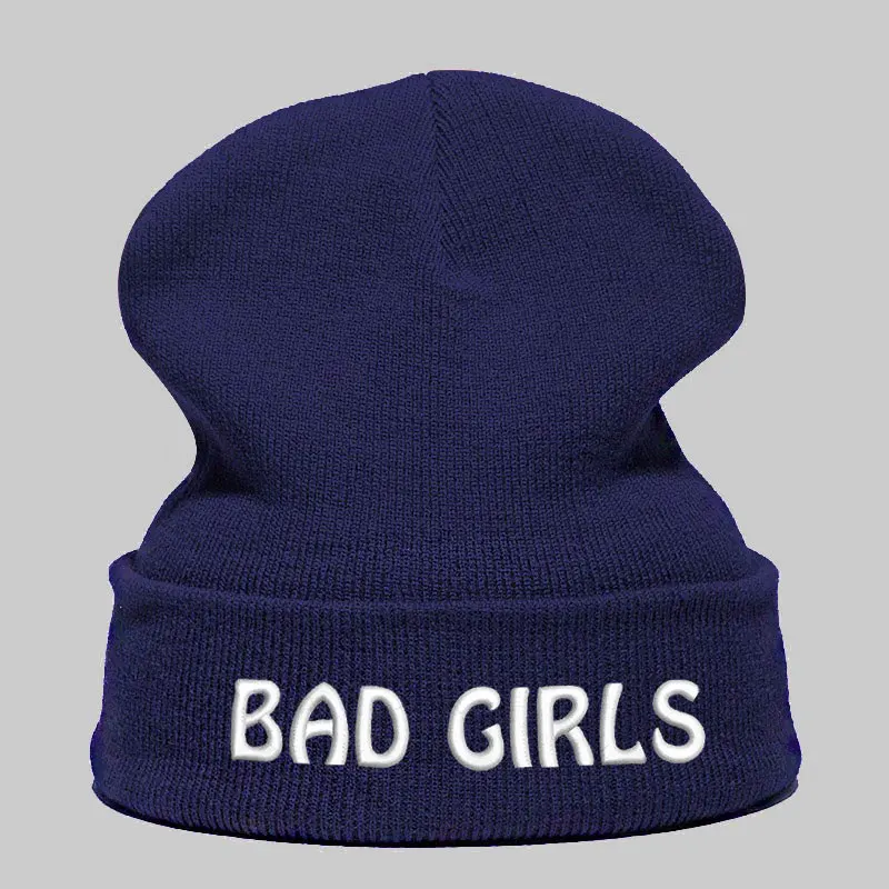 Beanie шляпа Skullie шапка, вязаная шапка-носок Зимняя Вышивка в стиле панк Для мужчин Для женщин подростков уличных танцев забавные персонализированные Csutomized плохие девчонки