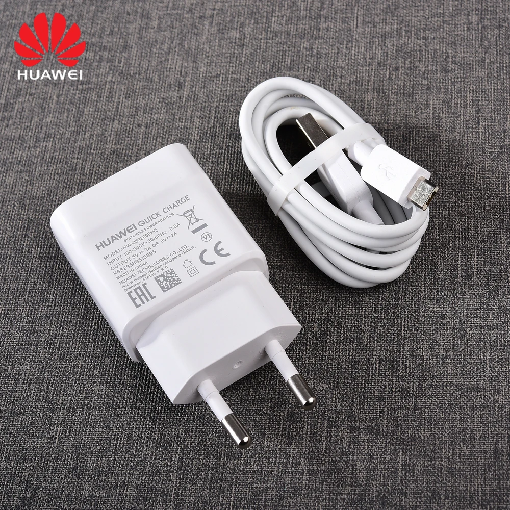 Оригинальное зарядное устройство Huawei Mate 10 Lite 9V2A и кабель micro usb для Honor 8x 7x 9i y5 y6 y7 y9
