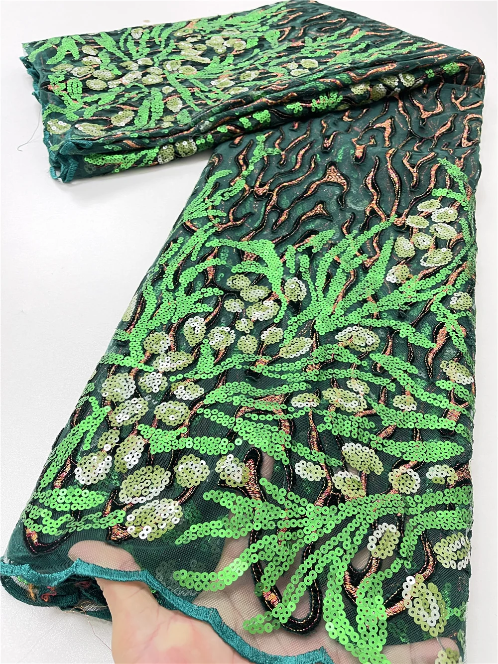 

XIYA Fashion Нигерия кружевная ткань 2021 вышивка блестки кружевная ткань Роскошная зеленая французская Сетка кружевная ткань для невесты 4113B