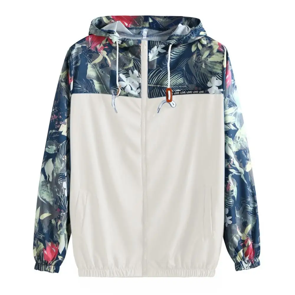 Женская куртка с капюшоном Повседневная легкая толстовка на молнии принтом