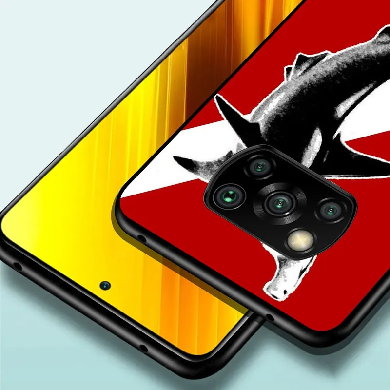 

Shark Spoof Art for xiaomi 5 5X 6 6X A1 A2 Poco F1 F2 X2 X3 M2 M3 C3 F3 NFC Lite Pro TPU Black Phone Case